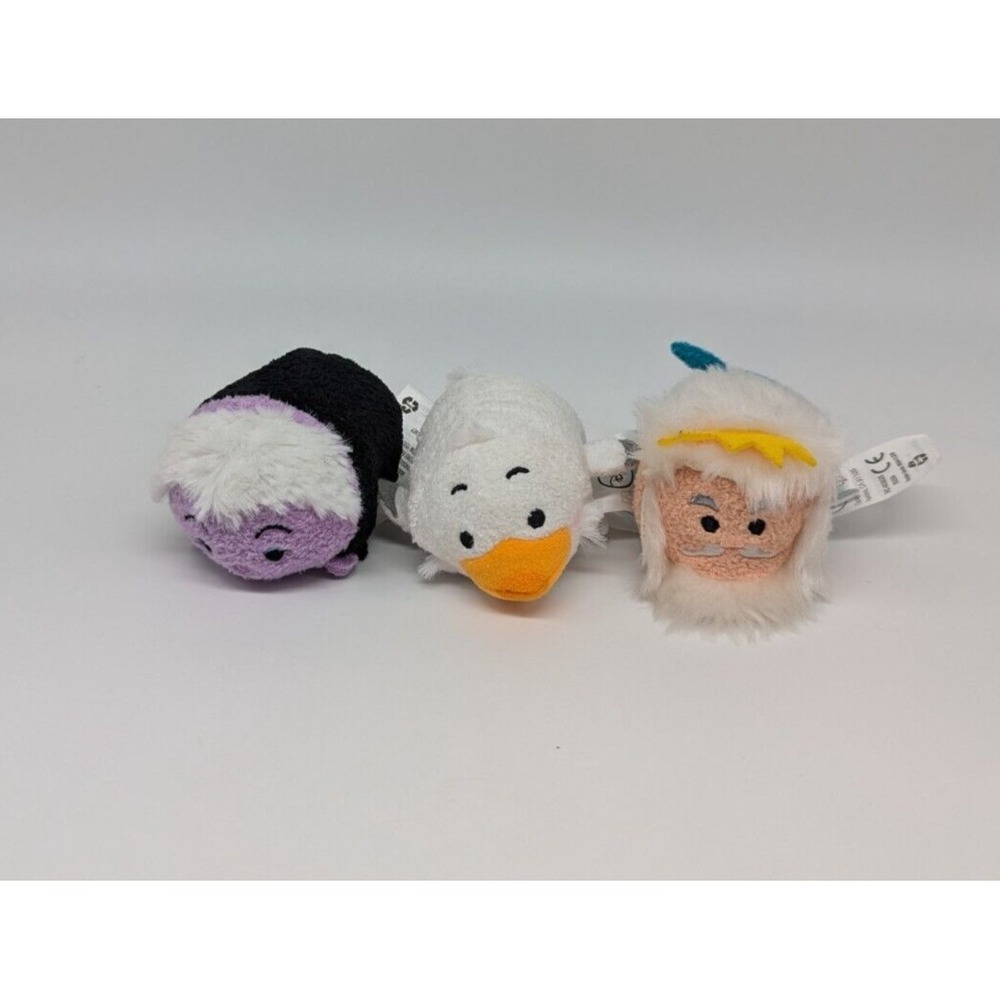 Disney Tsum Tsum Little Mermaid Mini Plush 3.5" Ursula Scuttle Triton Lot of 3